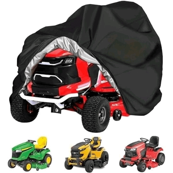 Riding Lawn Mower Cover, Universal Fits Decks up to 54", 600D Heavy Duty Waterproof Lawn Tractor Cover, Outdoor Protection Against UV, Dust, Wind, Ride-on Mower Tractor Storage with Elastic Hem