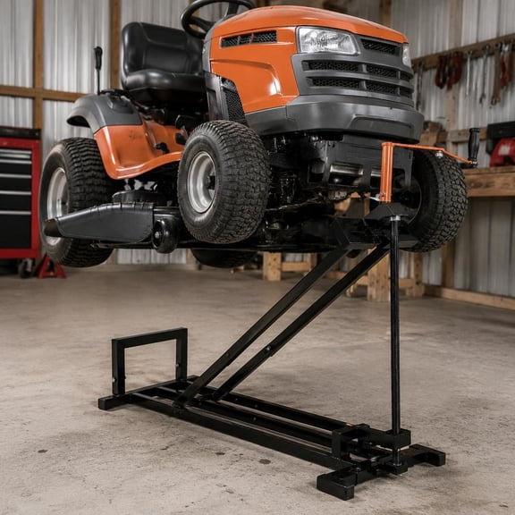 Riding Lawn Mower Lift Jack, 880 Lbs Capacity, Telescopic Maintenance Jack with Crank Handle and Power Tool Handle, Foldable Black