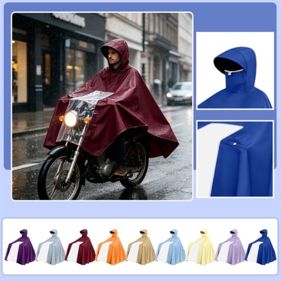 Riding Rain Poncho with Clear Front Visor – Full-Coverage Waterproof Motorcycle & Scooter Rainwear for Commuters, Delivery Riders, and Urban Cyclists