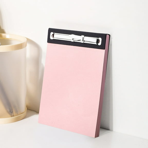 Riding Seam Binding Notebook, Metal Clip Notepad, Portable 360 Degree Rotatable Pages with Perforated Tear Lines, Thickened Kraft Paper Cover, Blank Inner Pages, Durable Hard Cardboard Back Support