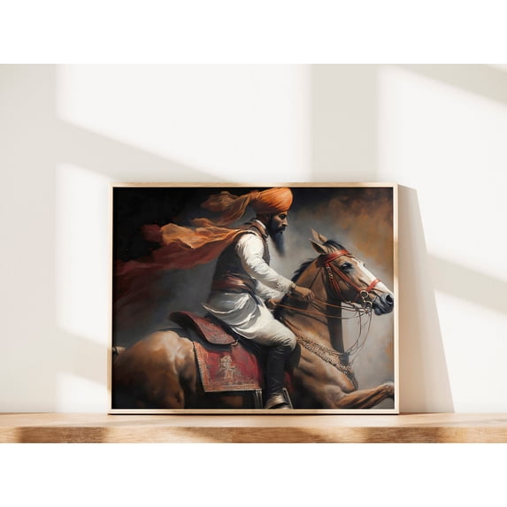 Riding Tall A Sikh Man And His Noble Steed Sikh Art Oil Paiting Poster ...