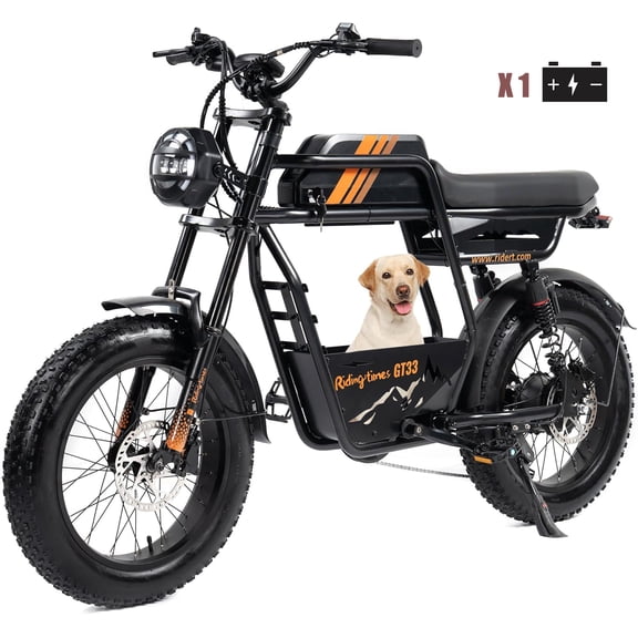 Riding'Times GT33 30+MPH Electric Bike for Adults, 1350W Motor, 27Ah Removable Lithium Battery, 48V EBike with 20" x 4.0" Fat Tires, Dual Suspension, UL2849(Standard)