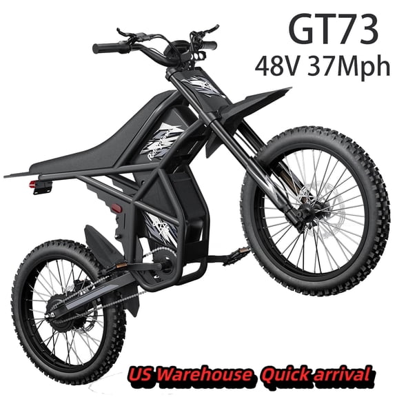 Riding'Times GT73 Electric Dirt Bike for Adults 2400W 48V 37MPH 36.4AH Dual Battery 85 Miles Range 25" Tires UL2849 Full Suspension