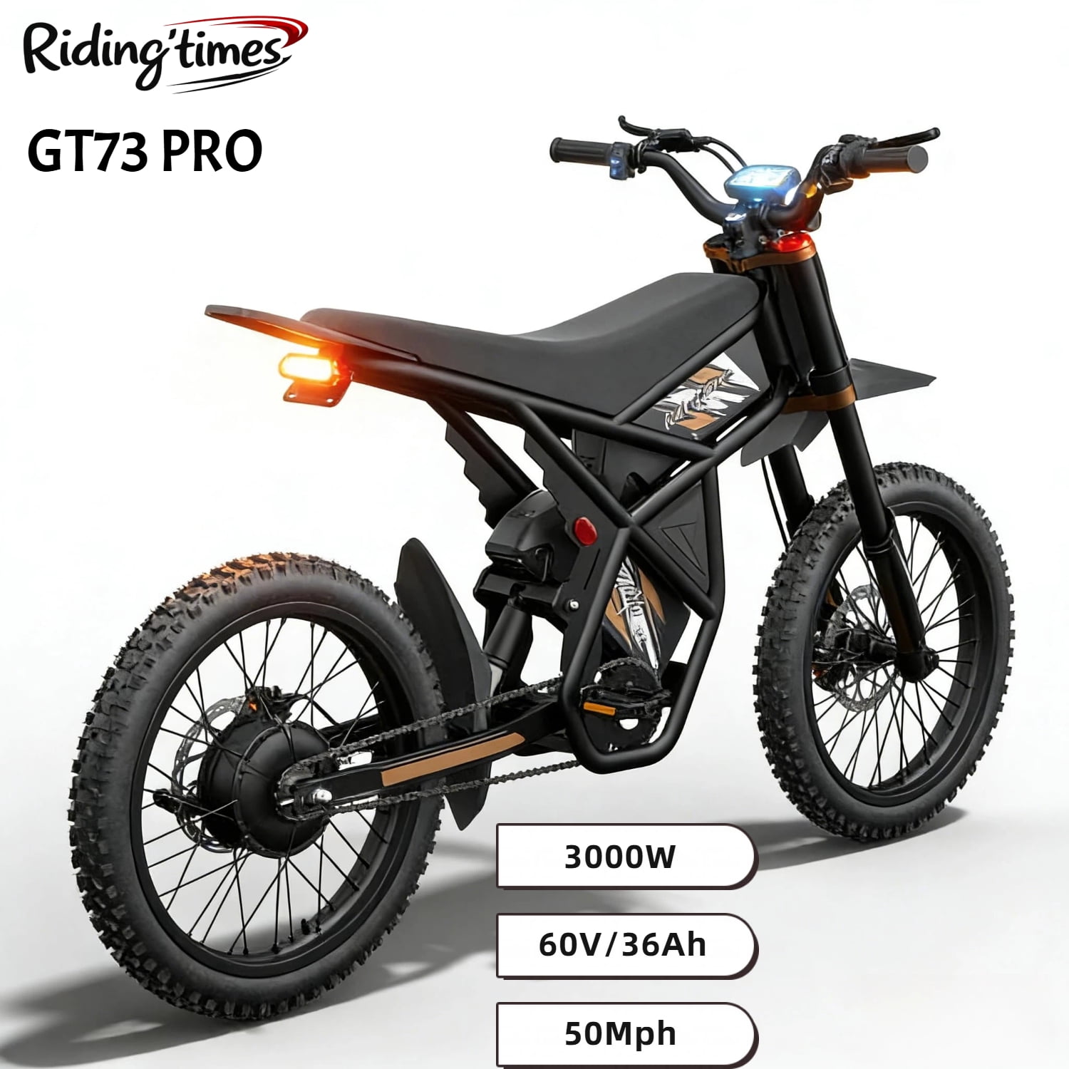 337NM Riding'Times GT73Pro Electric Dirt Bike for Adults,3000W