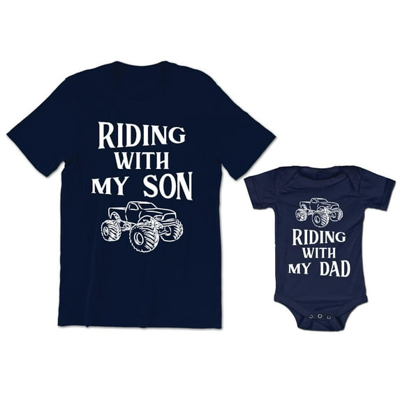 Riding With My Son Men's T-Shirt Truck Graphic Tee Riding With My Dad Baby Bodysuit Kids Youth Toddler Shirt