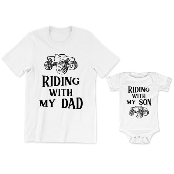 Riding With My Son Men's T-Shirt Truck Graphic Tee Riding With My Dad Baby Bodysuit Kids Youth Toddler Shirt