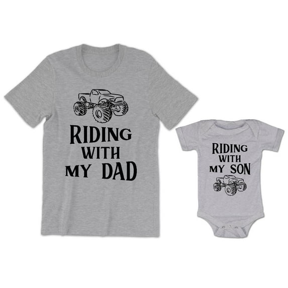 Riding With My Son Men's T-Shirt Truck Graphic Tee Riding With My Dad Baby Bodysuit Kids Youth Toddler Shirt