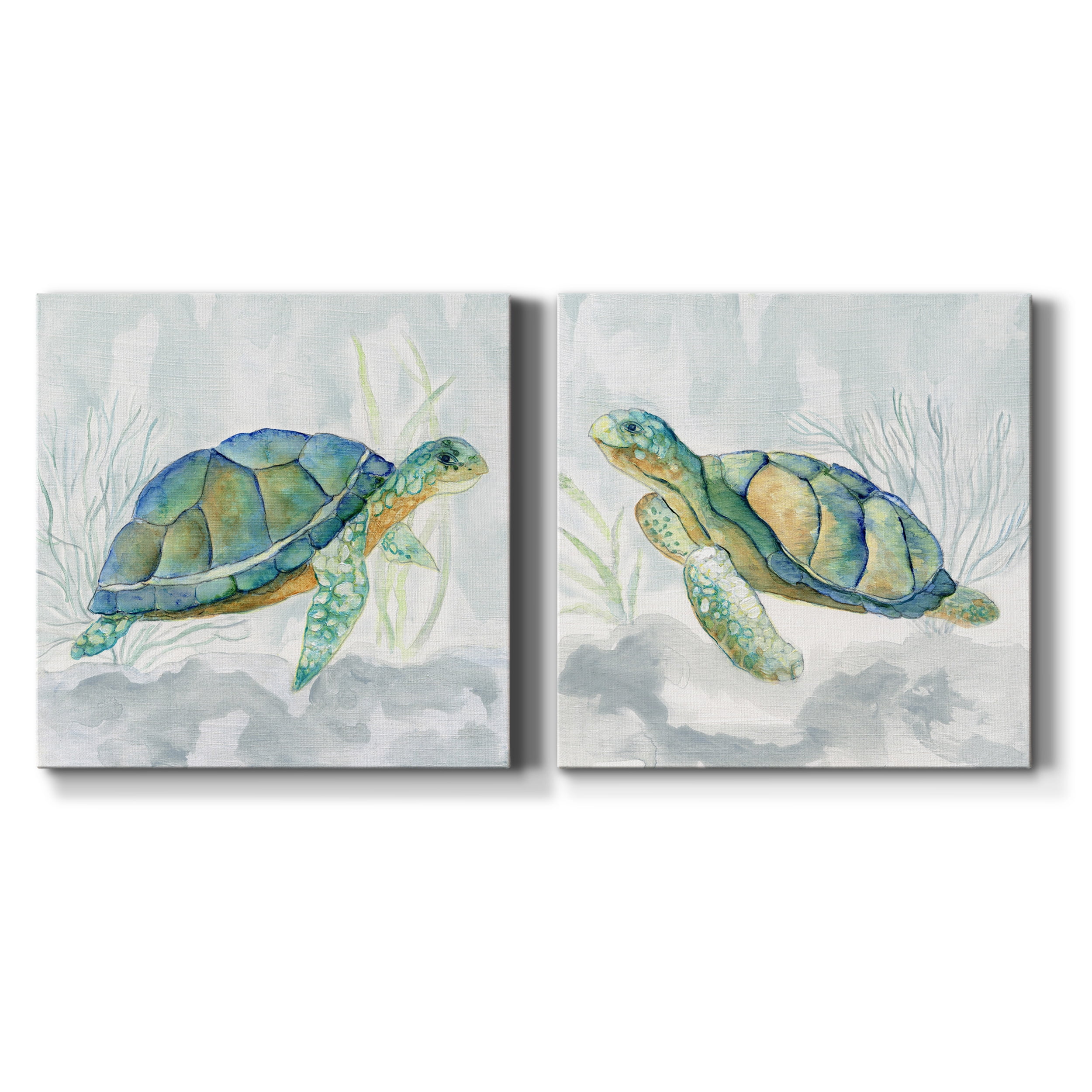 Riding the Current I - Premium Gallery Wrapped Canvas - Ready to Hang Set of 2 - 16 x 16 Each