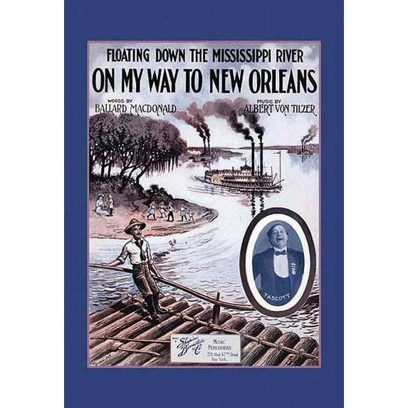 Riding the waterways along side paddlewheels down the major port city of New Orleans. Poster Print by Dunk (24 x 36)