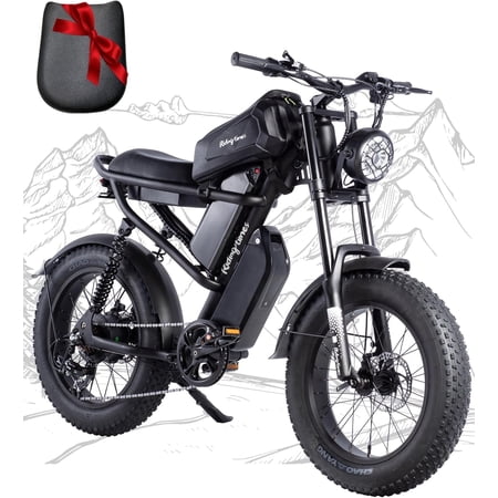 Riding'times 31.2AH Moped Style Ebike for Adults 1500W, Max 31MPH & 70-150 Miles, Long Seat Electric Dirt Bike with 20" Fat Tire