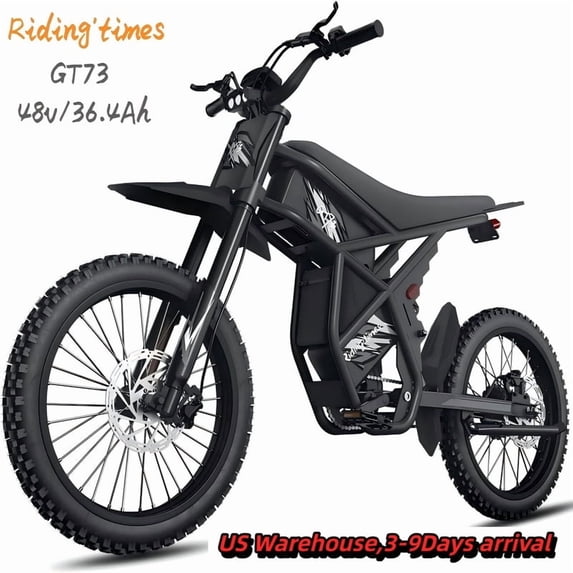 RIDING'TIME E-TrailX Electric Dirt Bike for Adults 2400W Motor 48V 36.4Ah Battery 37MPH All-Terrain UL2849