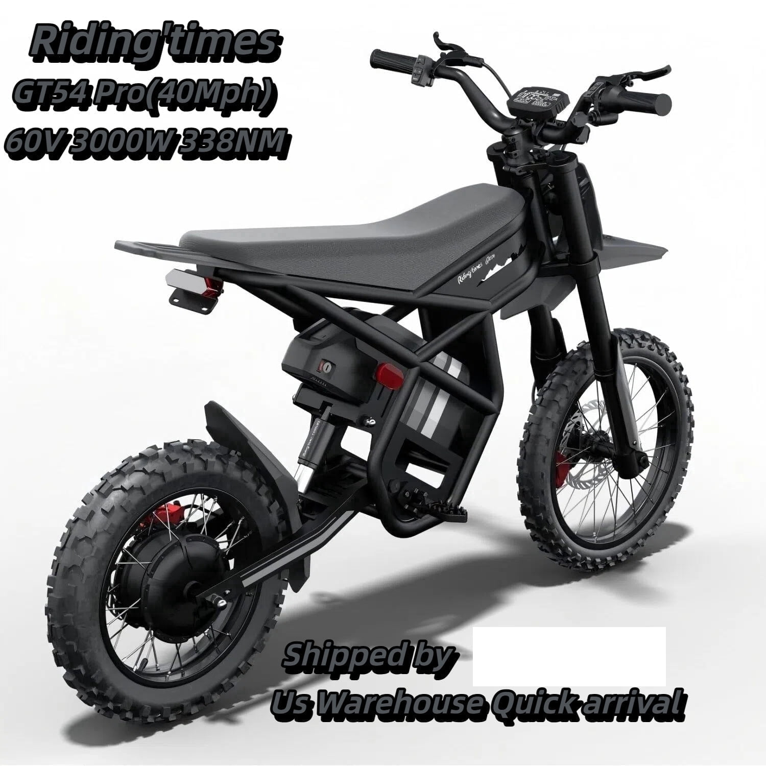 Riding'times Ebike for Teens Adults,60V25AH 40MPH Electric Dirt Bike with 14"/12" Motorcycle Tire,3000W Dual Hydraulic Brake Mountain Off-Road Dirtbike UL2849