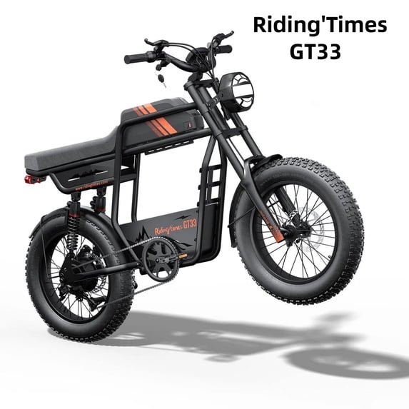 Riding'times GT33 Ebike for Adults,34MPH,50-80 Miles,1500W Motor,48V 27AH Removable Battery,20" Fat Tires,Dual Hydraulic Brakes,Full Suspension