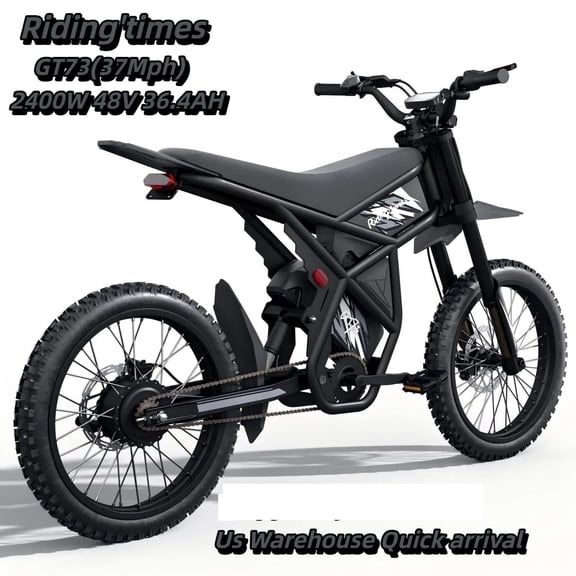 Riding'times GT73 Electric Dirt Bike for Adults,37MPH 48V36.4AH 2400W 1747Wh Dual Battery Ebike, 85+ Miles Range,25" Motorcycle Tire UL2849 Certified, Full Suspension