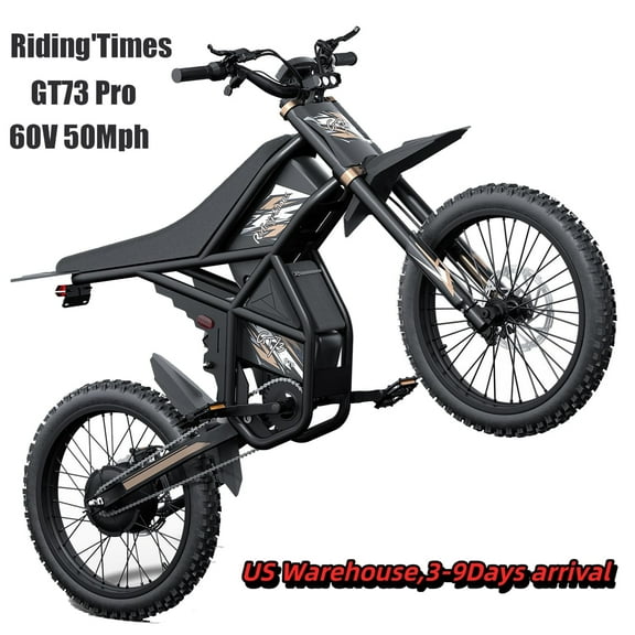 Riding’times GT73 Pro Electric Bike,3000W Dual Motor,338NM electric motorcycle for adult,60V 36Ah Battery 25"×3" Tires Hydraulic Brakes UL2849