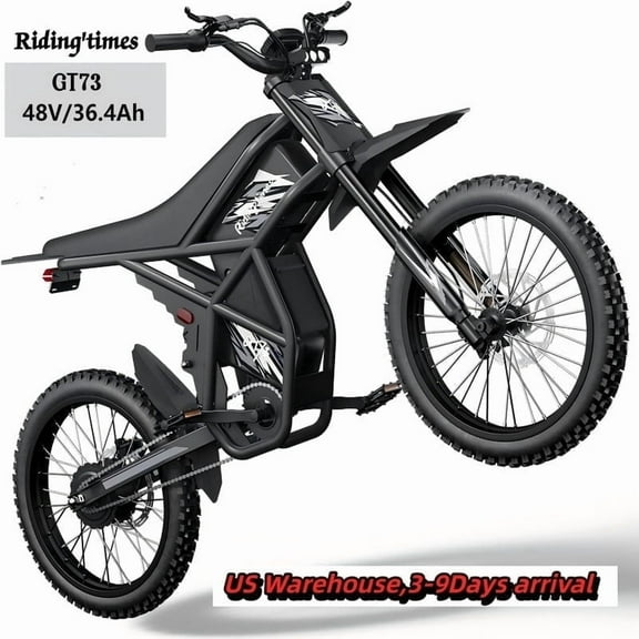 Riding'times GT73 Electric Dirt Bike 2400W Motor 37MPH 85-Mile Range 25" Off-Road Tires UL2849 Certified