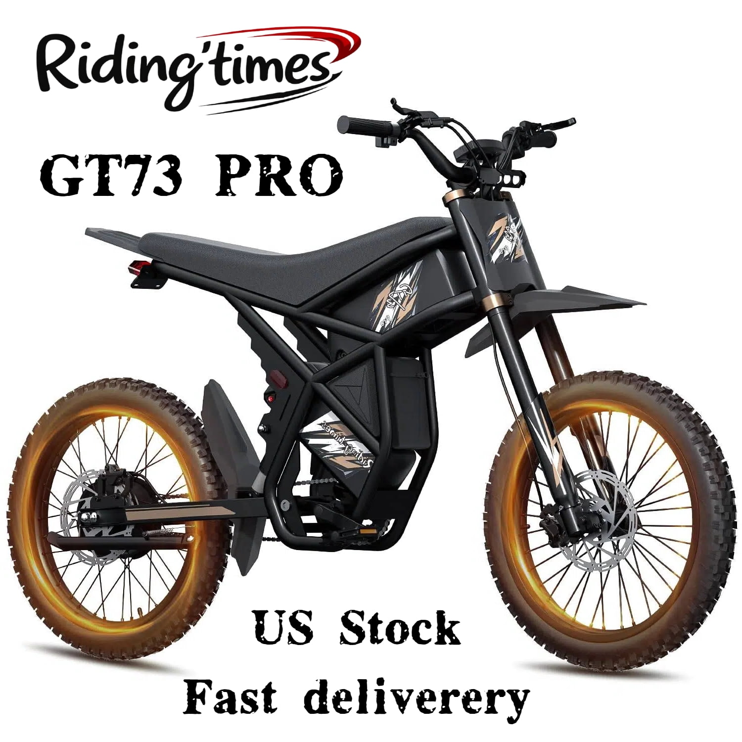 Riding'times GT73 Pro Winter Electric Bike for Adults,50MPH 60V36AH 3000W Dirt bike,Dual Battery Ebike Up to 85 Miles E Mountain Bike,25" Motorcycle Tire,All Terrain Dirtbike Full Suspension UL2849