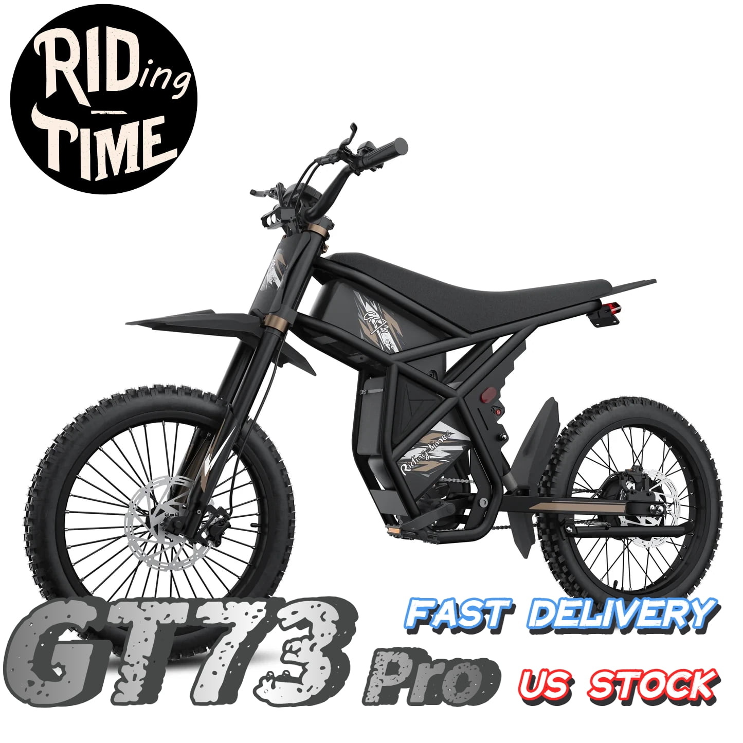 Riding'Times, Electric Dirt Bike, GT73PRO, 3000W Motor, 85 Miles