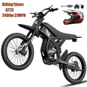 Ridingtimes GT73 Electric Dirt Bike for Adults 2400W Electric Bike with 48V 18.2AH*2 Removable Batteries 37MPH/85Mile Range 25" x2" Motorcycle Tires Dual Hydraulic Brakes & Full Suspension UL2849 MTB