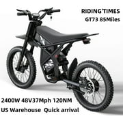 Ridingtimes GT73 Electric Motorbike 2400W 48V 18.2AH*2 Electric BIKE with 25" tires digital screen Carbon Steel,BLACK