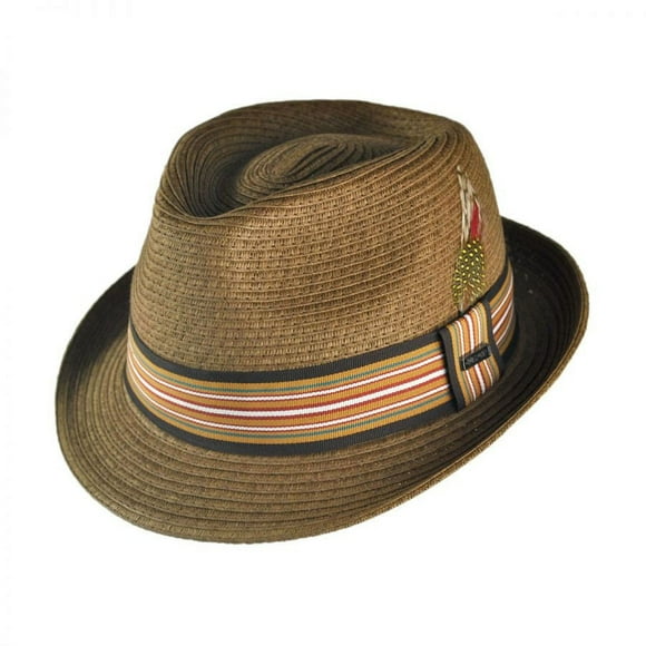 Ridley Toyo Straw Trilby Fedora Hat - M - Chestnut