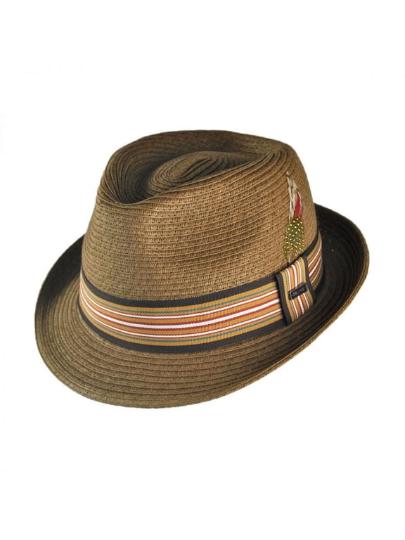 Ridley Toyo Straw Trilby Fedora Hat - S - Chestnut