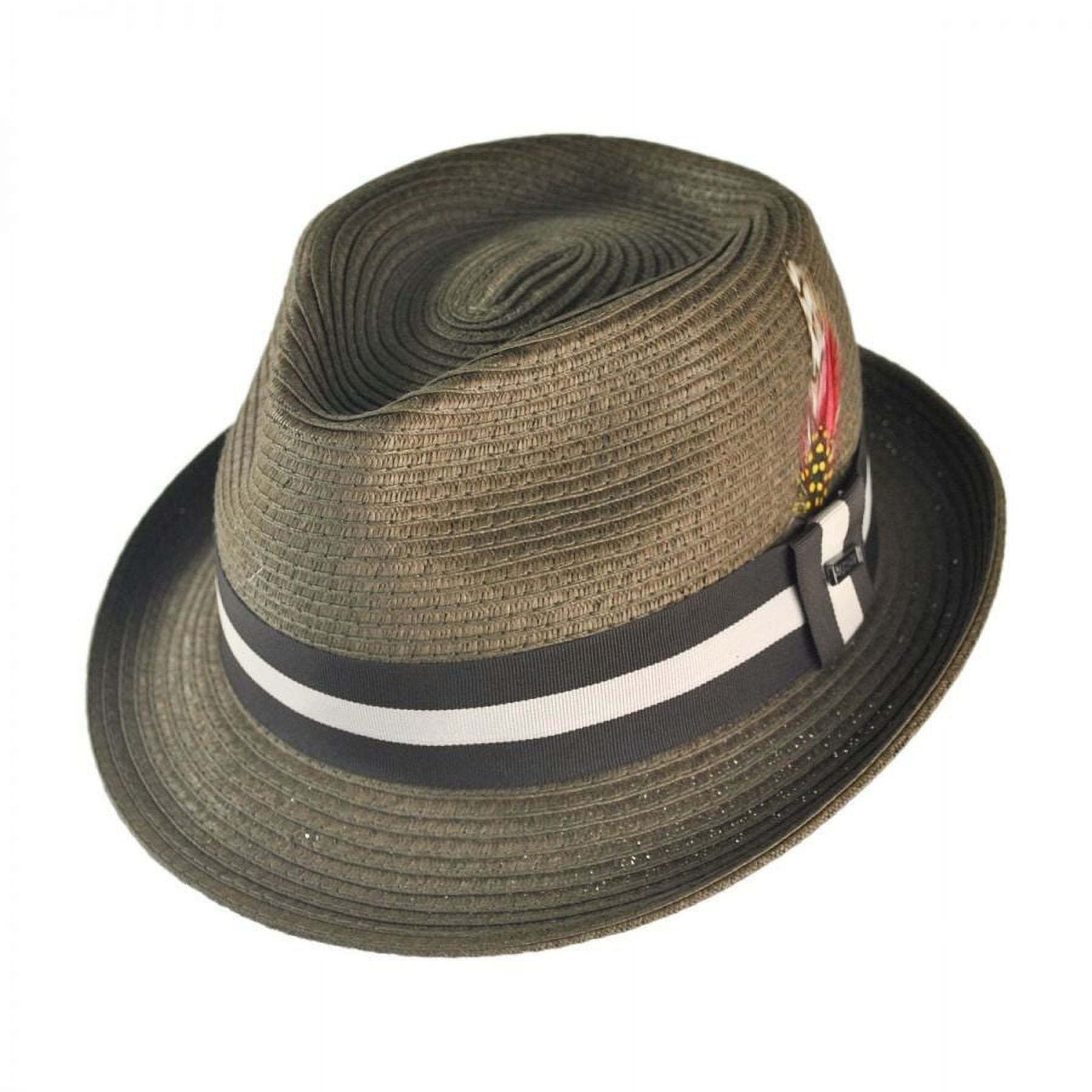 Ridley Toyo Straw Trilby Fedora Hat - XL - Olive Green