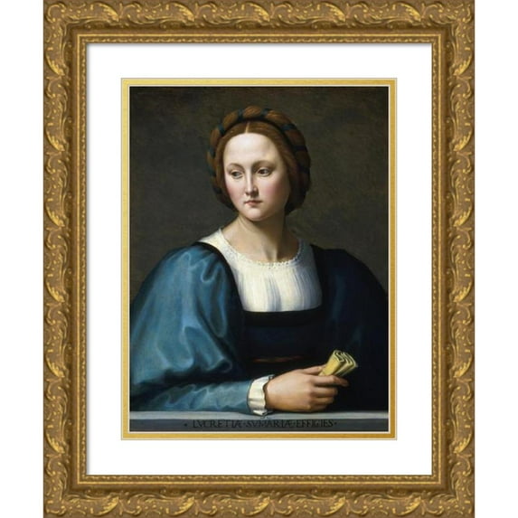 Ridolfo Ghirlandaio 11x14 Gold Ornate Wood Frame and Double Matted Museum Art Print Titled - Lucrezia Sopra (C. 1510)