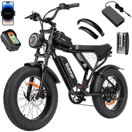 Ridstar Electric Bike for Adults,Peak 1500W 30MPH,48V 15.6Ah Electric Bicycle,Full Suspension Mountain Bike UL2849