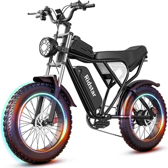 Ridstar 2000W Electric Bike for Adults, 48V 20Ah Detachable Battery,Max 34MPH & 88 Miles Electric Motorcycle,20’’ Fat Tire E-Mountain Bike UL2849