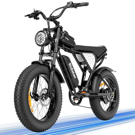 Ridstar 30MPH off-Road Electric Bicycle for Adults,1200W 48V 15Ah Removable Battery 20" Fat Tire Motorcycle,Shimano 7-Speed Full Suspension Mountain Electric Bike UL2849