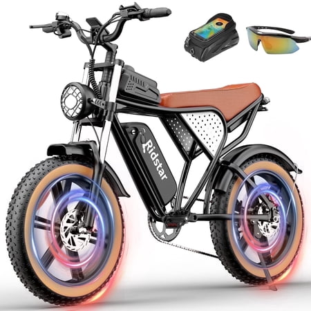 Ridstar Electric Bike for Adults,1200W 32MPH,48V 20AH E-Bike,20" Fat Tire 7 Speed Mountain Bike UL2849