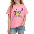 thumbnail image 1 of Riecok 100th Day of School Shirts Crewneck Celebration Tees Funny Colorful Printed Trendy Short Sleeve Tops, 1 of 8