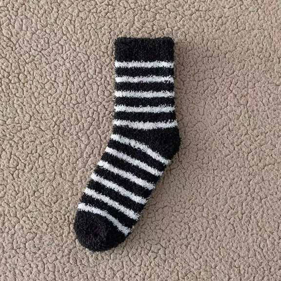Riecok 12 Pairs Striped Socks for Women Thick Thermal Cushioned Crew Socks Mid Calf Stretched Soft Cozy Socks for Everyday Wear