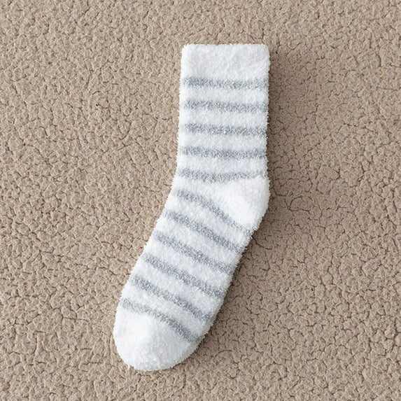 Riecok 12 Pairs Striped Socks for Women Thick Thermal Cushioned Crew Socks Mid Calf Stretched Soft Cozy Socks for Everyday Wear