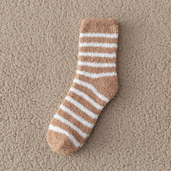 Riecok 12 Pairs Striped Socks for Women Thick Thermal Cushioned Crew Socks Mid Calf Stretched Soft Cozy Socks for Everyday Wear