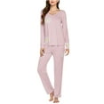 thumbnail image 1 of Riecok 2 Piece Pajama Set for Women V Neck PJ Set Long Sleeve Tops and Pants Cute Print Comfortable Soft Sleepwear, 1 of 5