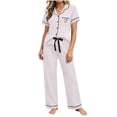 thumbnail image 1 of Riecok 2 Piece Pajama Sets for Women Short Sleeve Top and Pant with Drawstring Pjs Sleepwear Comfortable Lounge Sets, 1 of 5