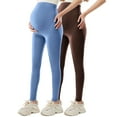 thumbnail image 1 of Riecok 2PC Maternity Yoga Pants Pack High Waisted Stretchy Pregnancy Leggings Solid Breathable Workout Pants, 1 of 6