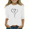 thumbnail image 1 of Riecok 3/4 Length Sleeve T Shirt for Girls Valentine's Day Crewneck Tops Blouses Heart Print Versatile Summer Tees, 1 of 5