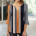 thumbnail image 1 of Riecok 3/4 Sleeve Shirts for Women Summer Blouse Loose Printed Daily Outdoor and Home Dating V-Neck 3/4 Sleeve Comfortable Fashion Brown 3XL, 1 of 5