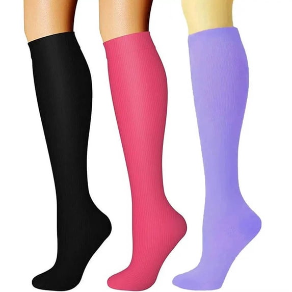 Riecok 3 Pairs Knee High Socks for Women Lightweight Cushioned Crew Socks Stretched Winter Warm Socks for Cold Weather