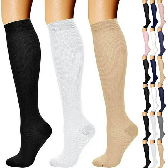 Riecok 3 Pairs Womens Trouser Socks Lightweight Cushioned Crew Socks Knee High Stretched Winter Warm Socks for Cold Weather