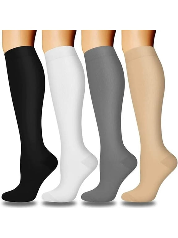 4 Pairs Trouser Socks Women Lightweight Cushioned Crew Socks Knee High Stretched Winter Warm Socks for Cold Weather