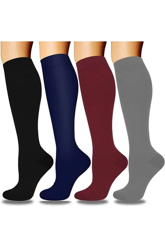 4 Pairs Trouser Socks Women Lightweight Cushioned Crew Socks Knee High Stretched Winter Warm Socks for Cold Weather