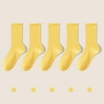 thumbnail image 1 of Riecok 5 Pairs Cotton Socks for Women Lightweight Cushioned Crew Socks Mid Calf Stretched Breathable Soft Cozy Socks for Travel Hiking and Running, 1 of 3