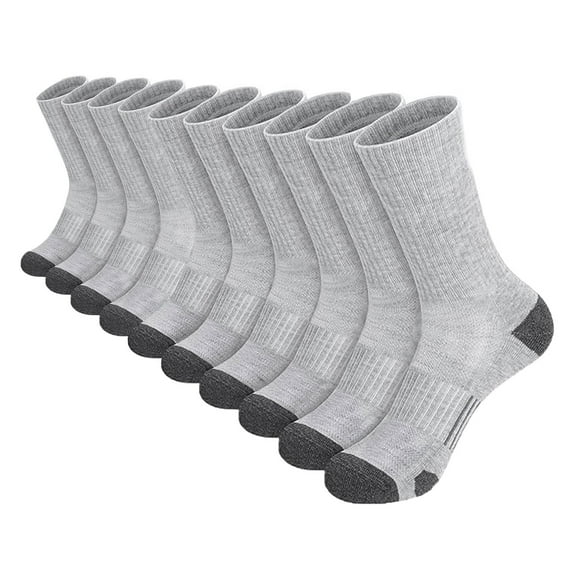 Riecok 5 Pairs Mens Athletic Socks Cushioned Crew Socks Mid Calf Stretched Breathable Soft Comfortable Socks for Travel Hiking and Running