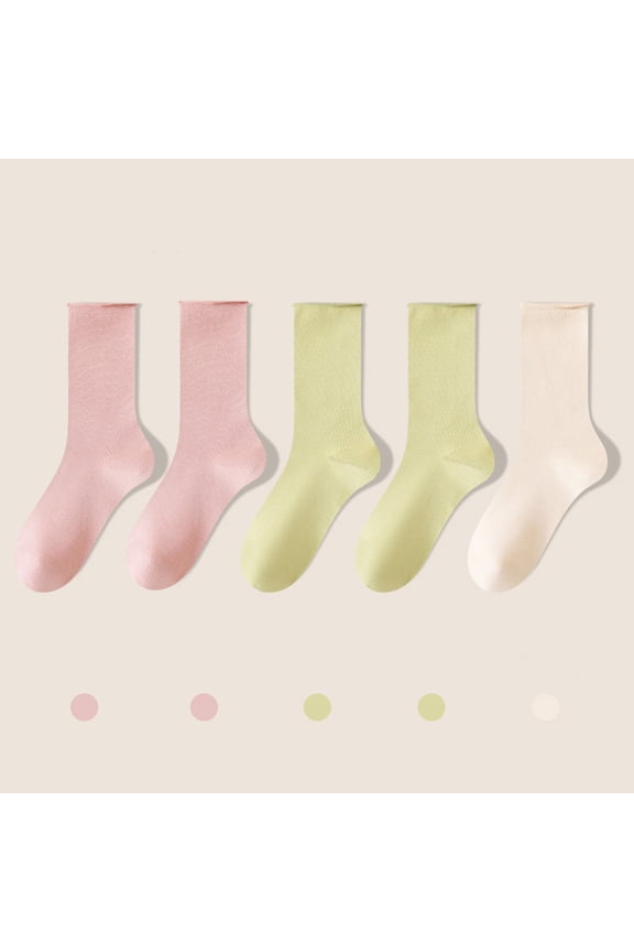 5 Pairs Womens Ankle Socks Lightweight Cushioned Crew Socks Mid Calf Stretched Breathable Athletic Socks for Travel Hiking and Running