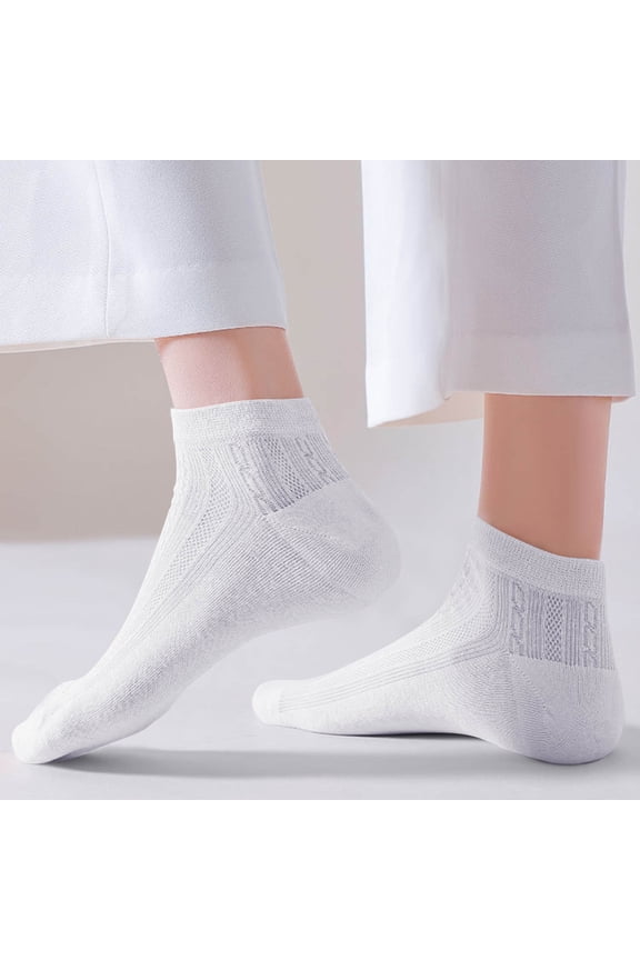 5 Pairs Womens Crew Socks Lightweight Cushioned Ankle Socks Short Low Cut Stretched Breathable Soft Cozy Socks for Travel Hiking and Running