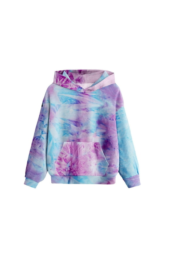 Hoodies for Girls Long Sleeve With Pockets Round Neck Fashion Hoodie Casual All-Match Kids Warm Winter Hoodies Pullover Hooded Sweatshirt Purple 4 T